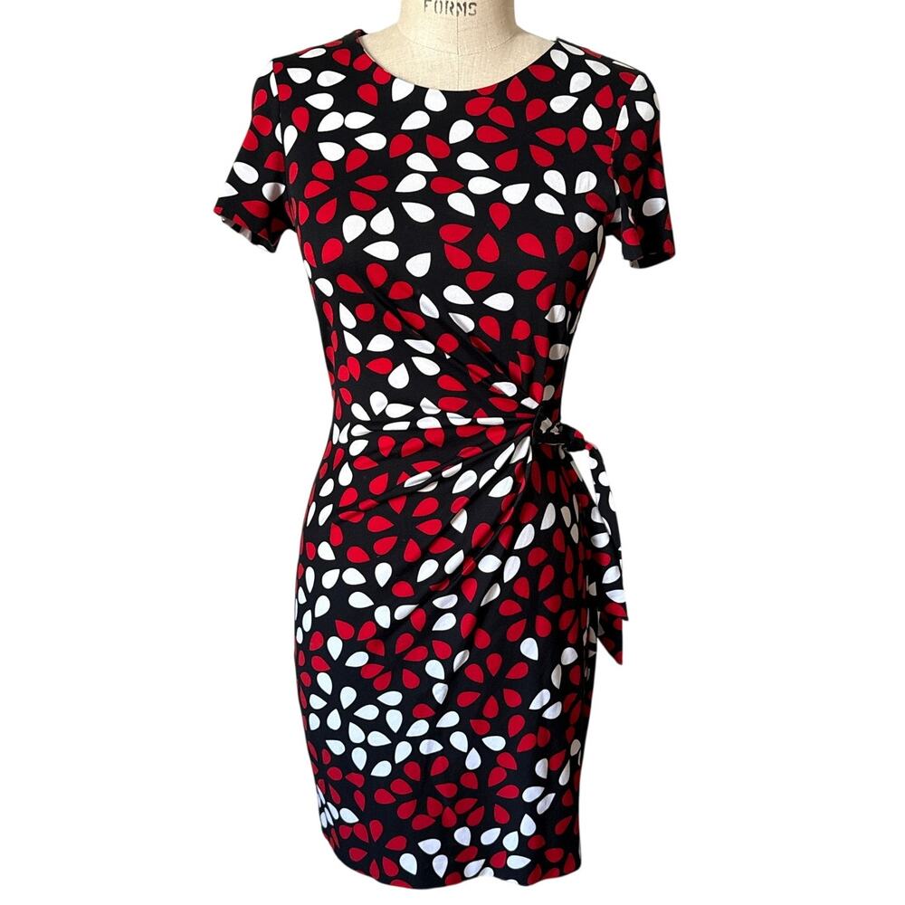 Diane Von Furstenberg Red Faux Wrap Dress Silk Cotton Size 4 Designer
